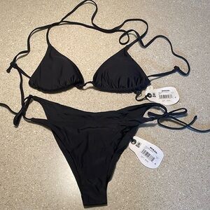 Prana Hana Highway Bikini- Black Size Medium Bottom/Large Top